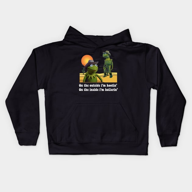 On the outside i'm hootin on the inside i'm hollerin Kids Hoodie by TrikoGifts